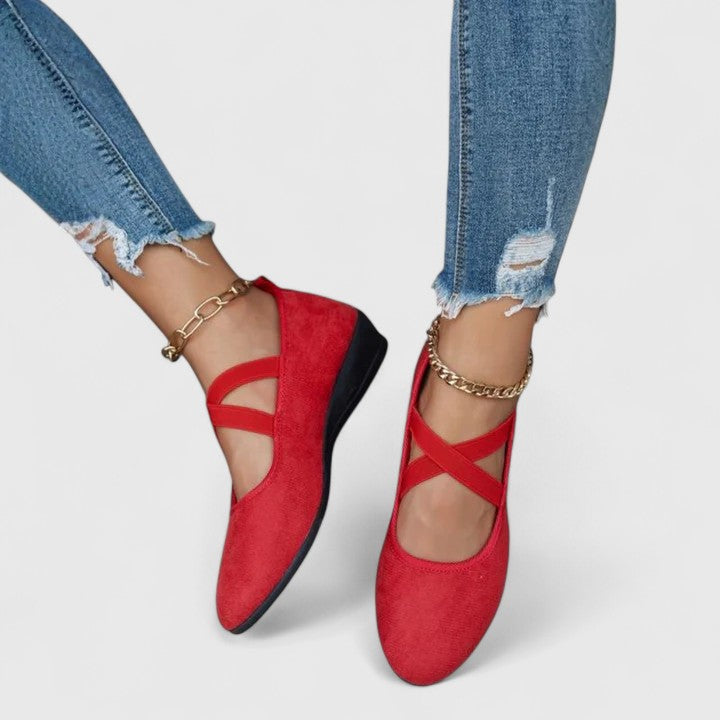 Scarpe Mary Jane con zeppa e cinturini da donna