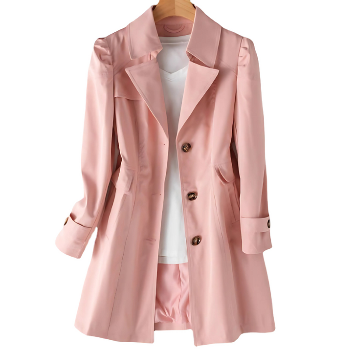 Women's Single-Breasted Trench Coat with Fitted Cut
