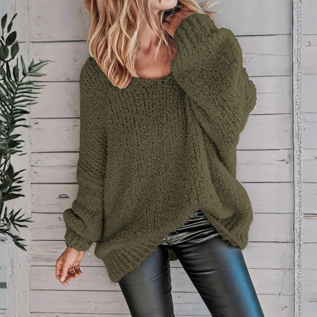Maglione oversize in maglia con scollo rotondo da donna