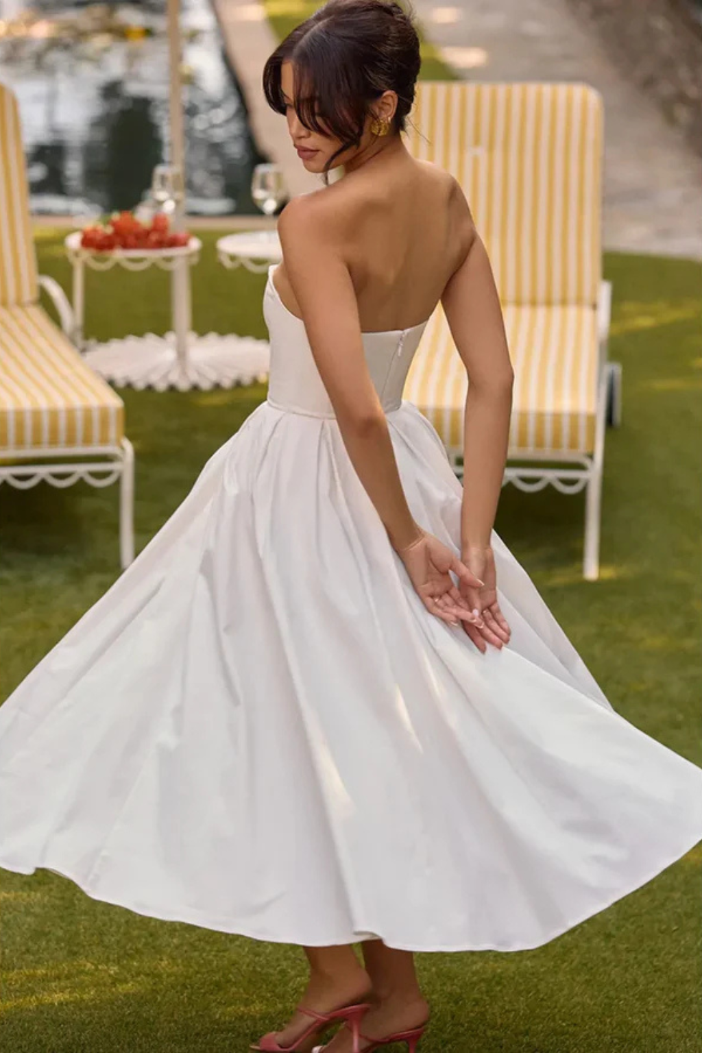 Robe Midi Bustier Fluide Élégante pour Femme