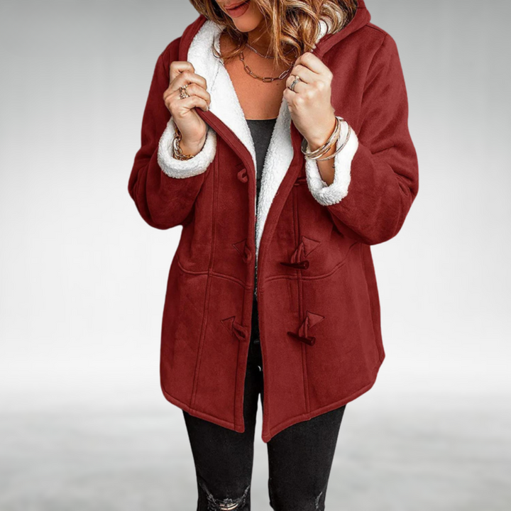 Cappotto invernale da donna con cappuccio e fodera in pile