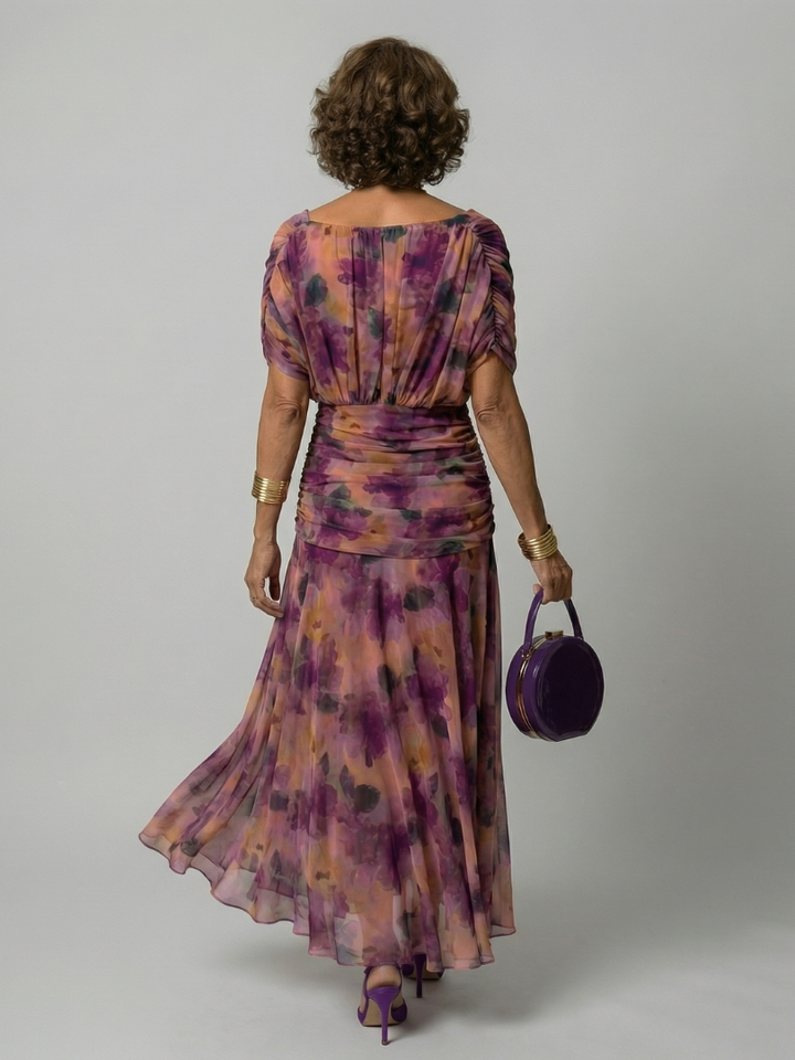 Vestido largo para mujer con escote drapeado