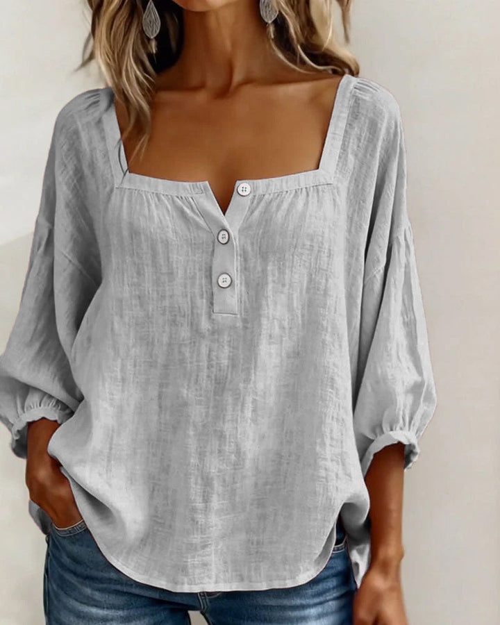 Blusa donna con scollo quadrato e maniche a sbuffo