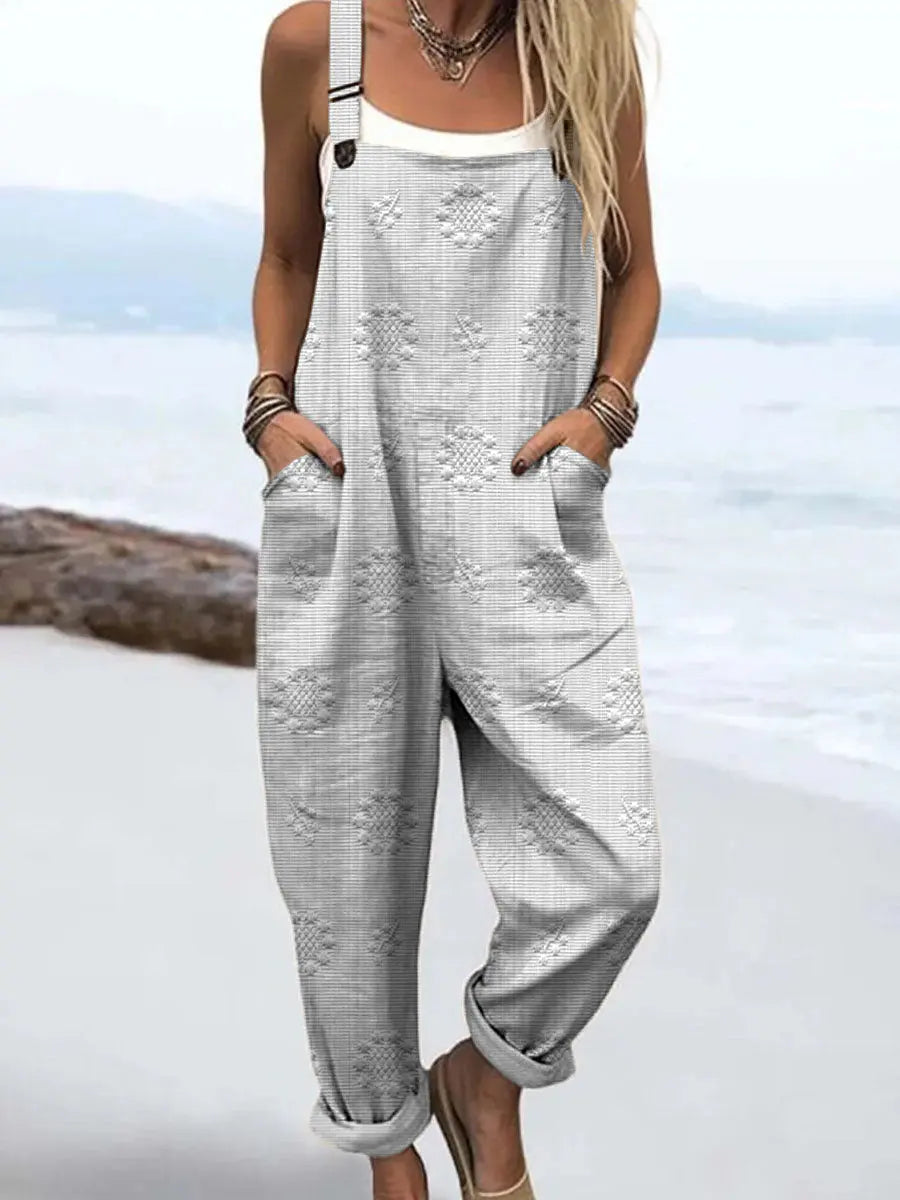 Combinaison large motif femme poches