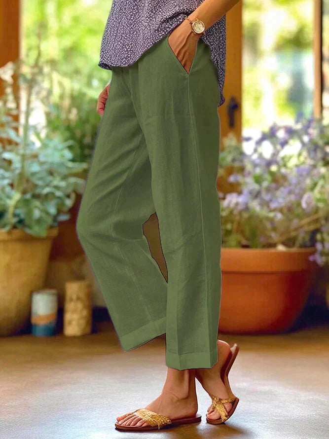 Pantalon Court Décontracté pour Femme à Taille Élastique