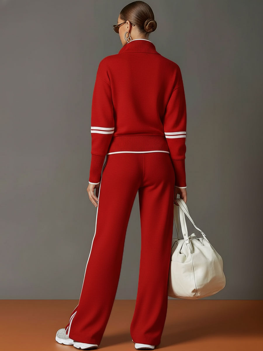 Completo sportivo donna con felpa con zip e pantaloni larghi