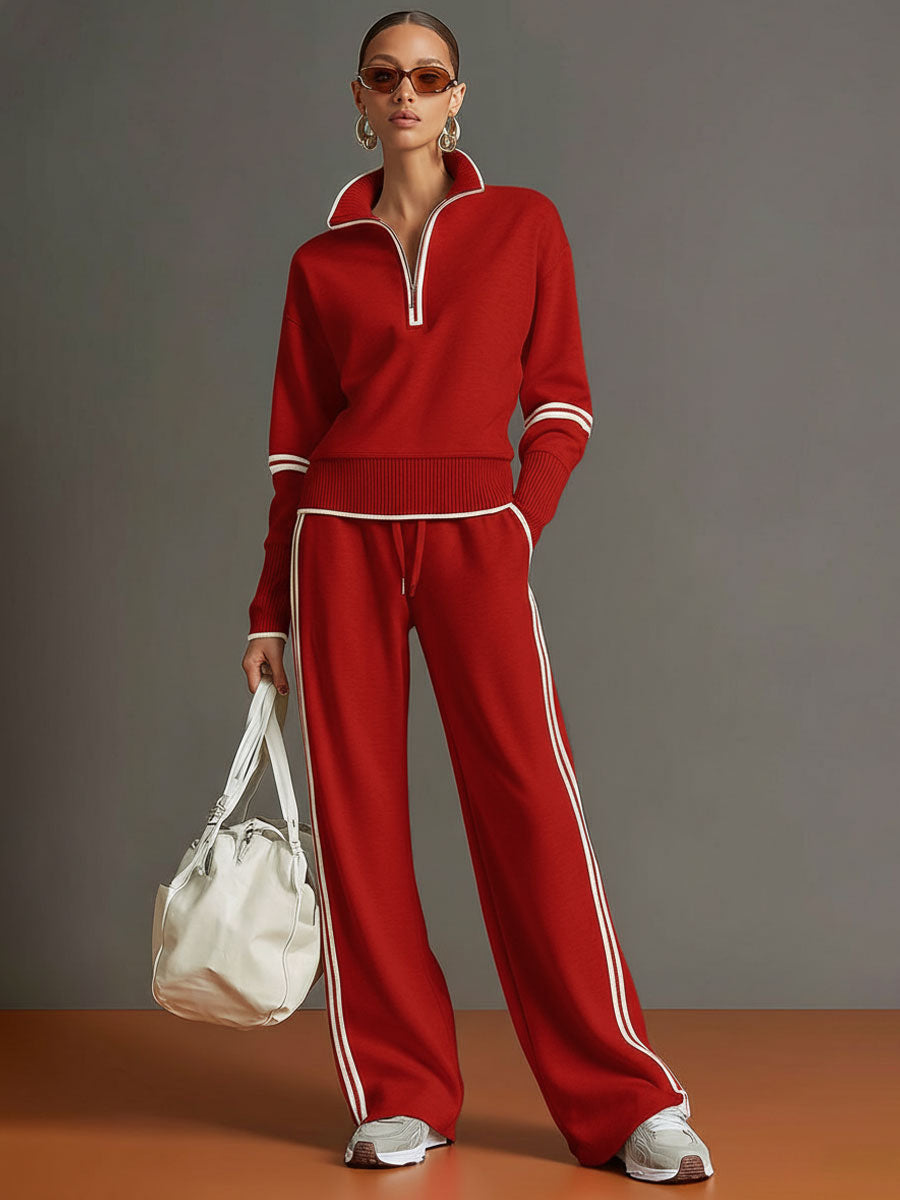 Completo Donna 2 Pezzi in Maglia con Collo con Zip