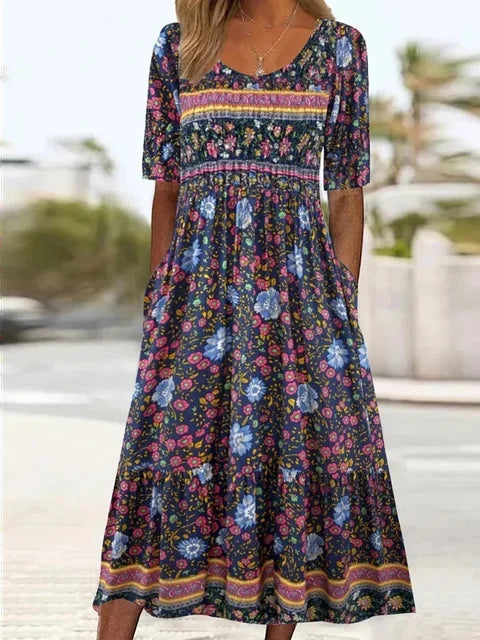 Dámské boho midi šaty s potiskem