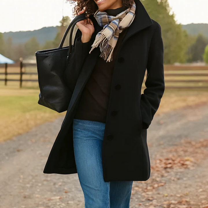 Manteau Long Femme Élégant avec Col Tailleur