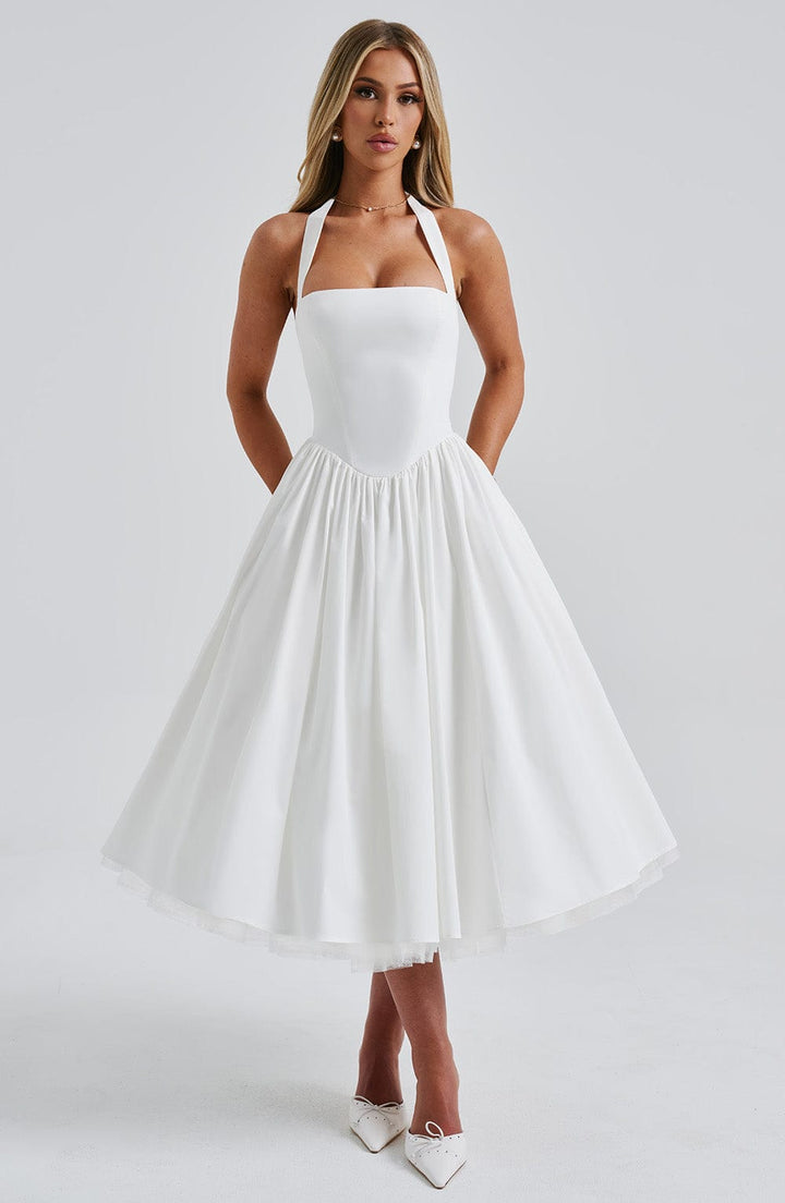 Elegantní midi šaty na ramínka pro ženy