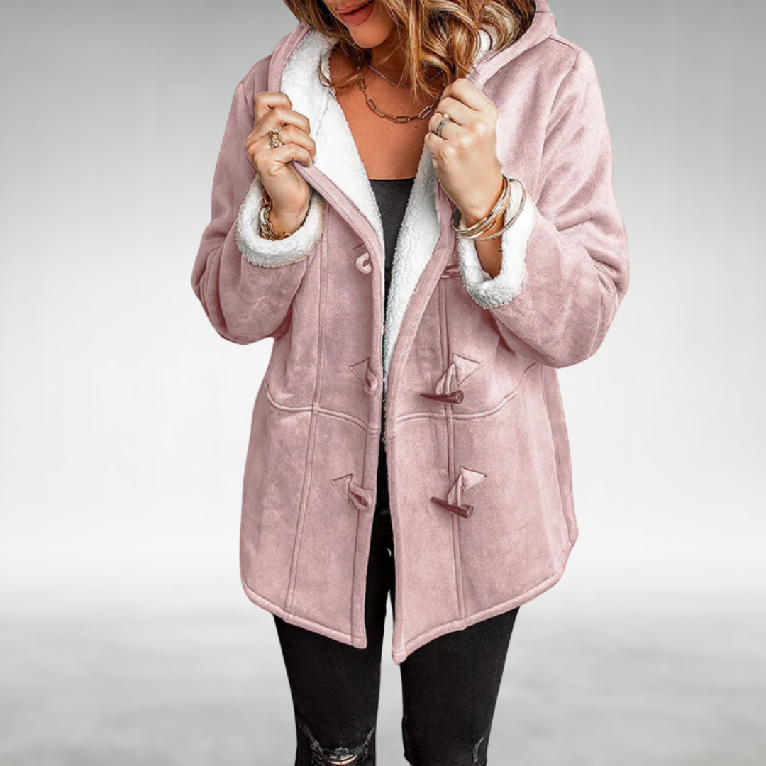 Cappotto invernale da donna con cappuccio e fodera in pile