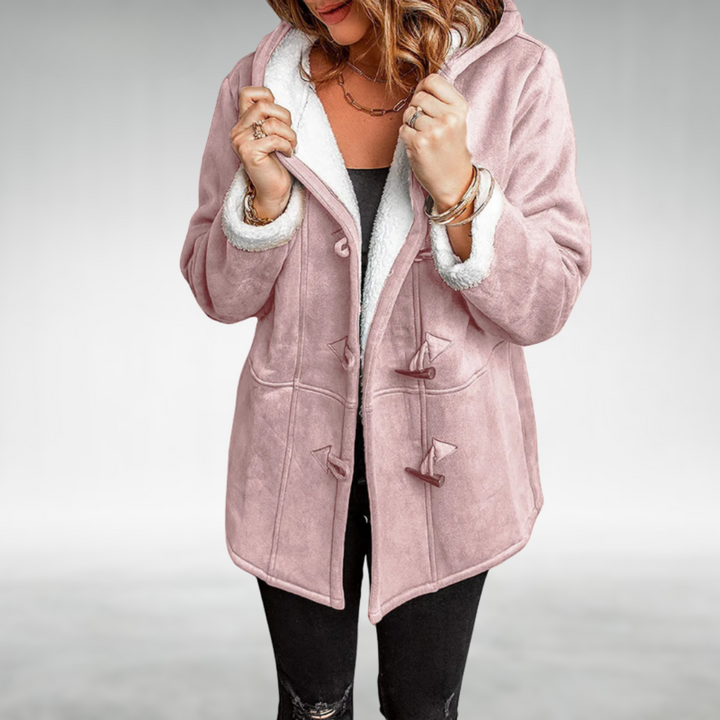 Cappotto invernale da donna con cappuccio e fodera in pile