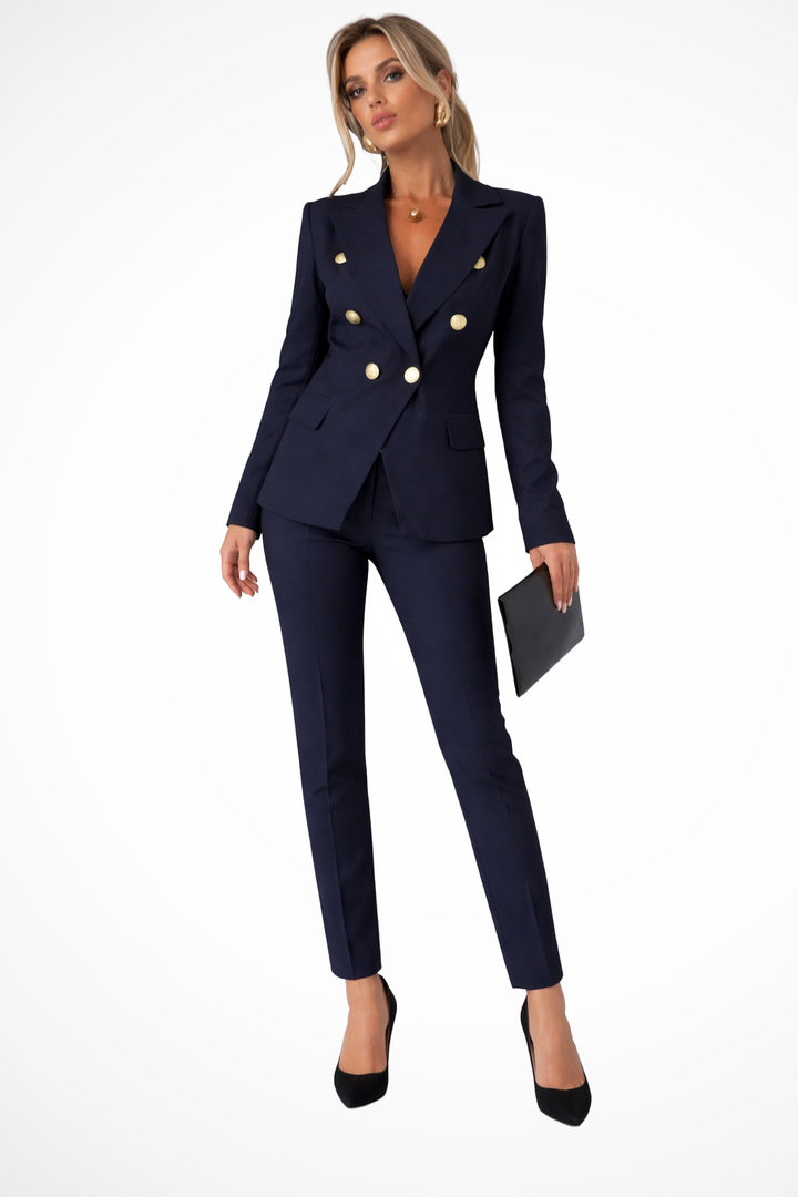 Ensemble Tailleur Femme Blazer Croisé et Pantalon Ajusté