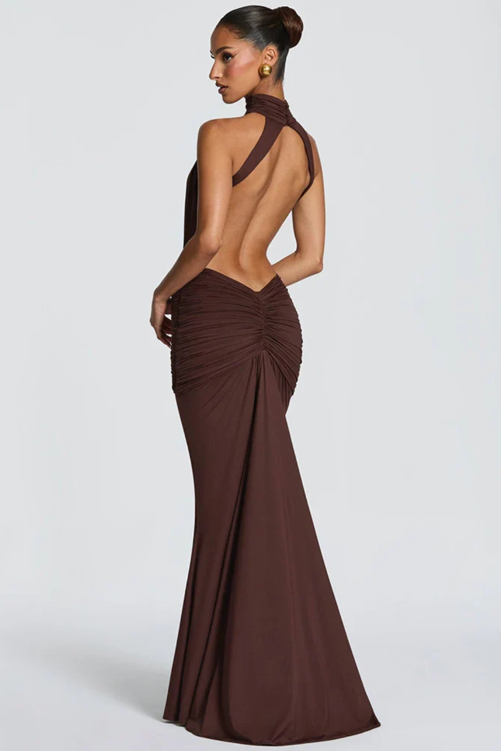 Robe Longue Élégante Dos Nu à Col Halter pour Femme