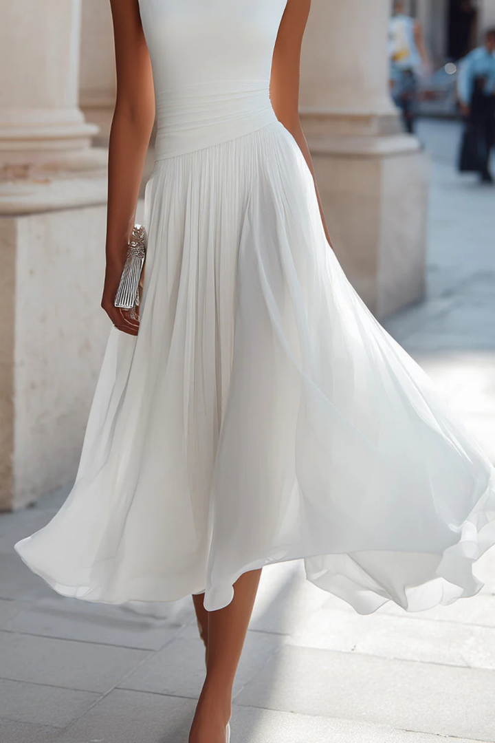 Robe Midi Fluide Sans Manches pour Femme