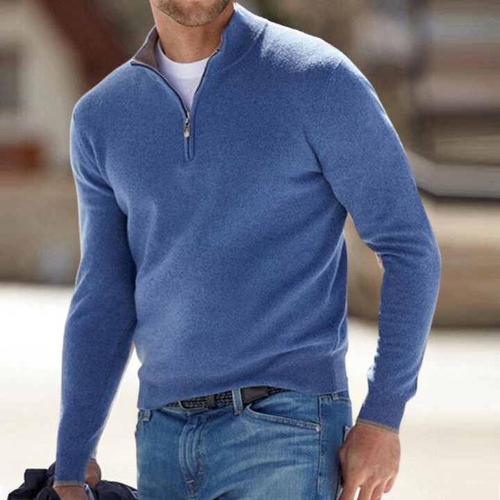 Pull Décontracté à Manches Longues et Col Montant Pour Homme