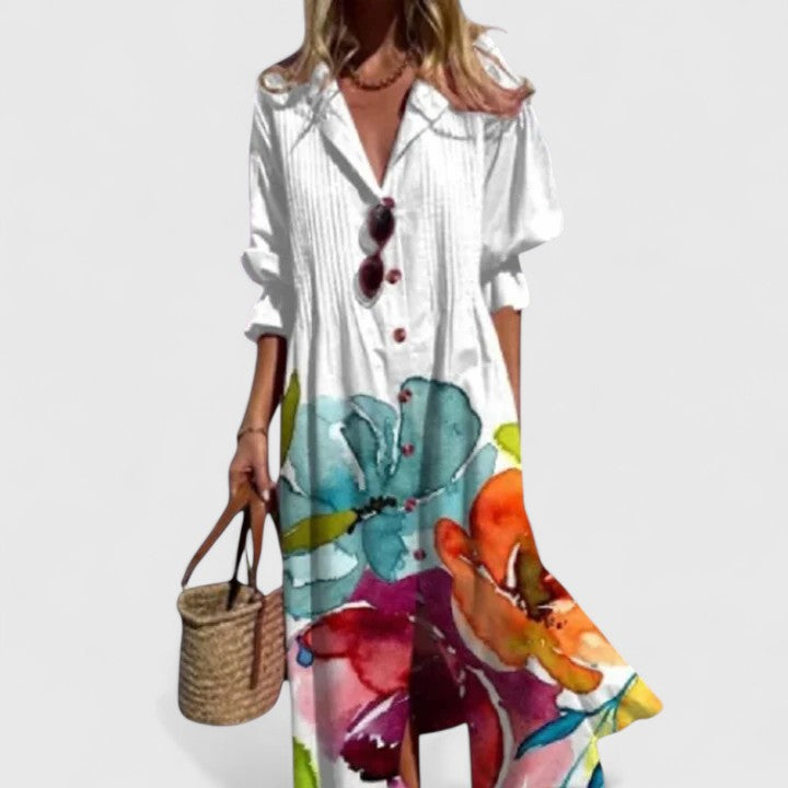 Robe Maxi Bohème Femme Manches Courtes