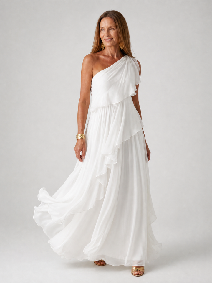 Robe Maxi Asymétrique Volants pour femme