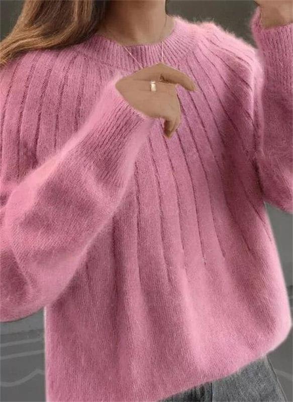 Pull femme en maille côtelée douce à coupe décontractée