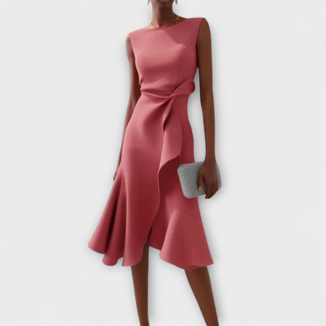 Robe Élégante Sans Manches à Taille Drapée pour Femme