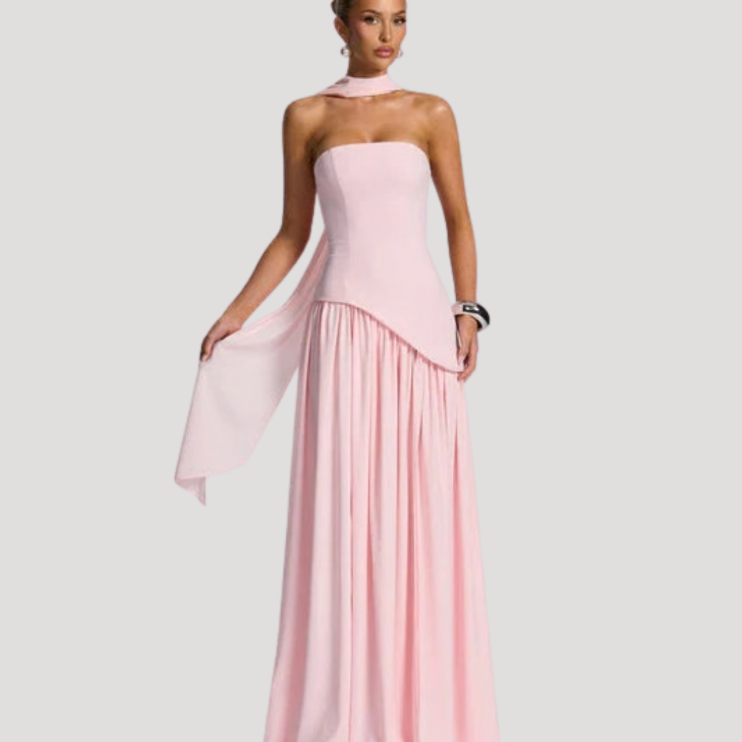 Abito lungo da donna con bustier e spacco elegante