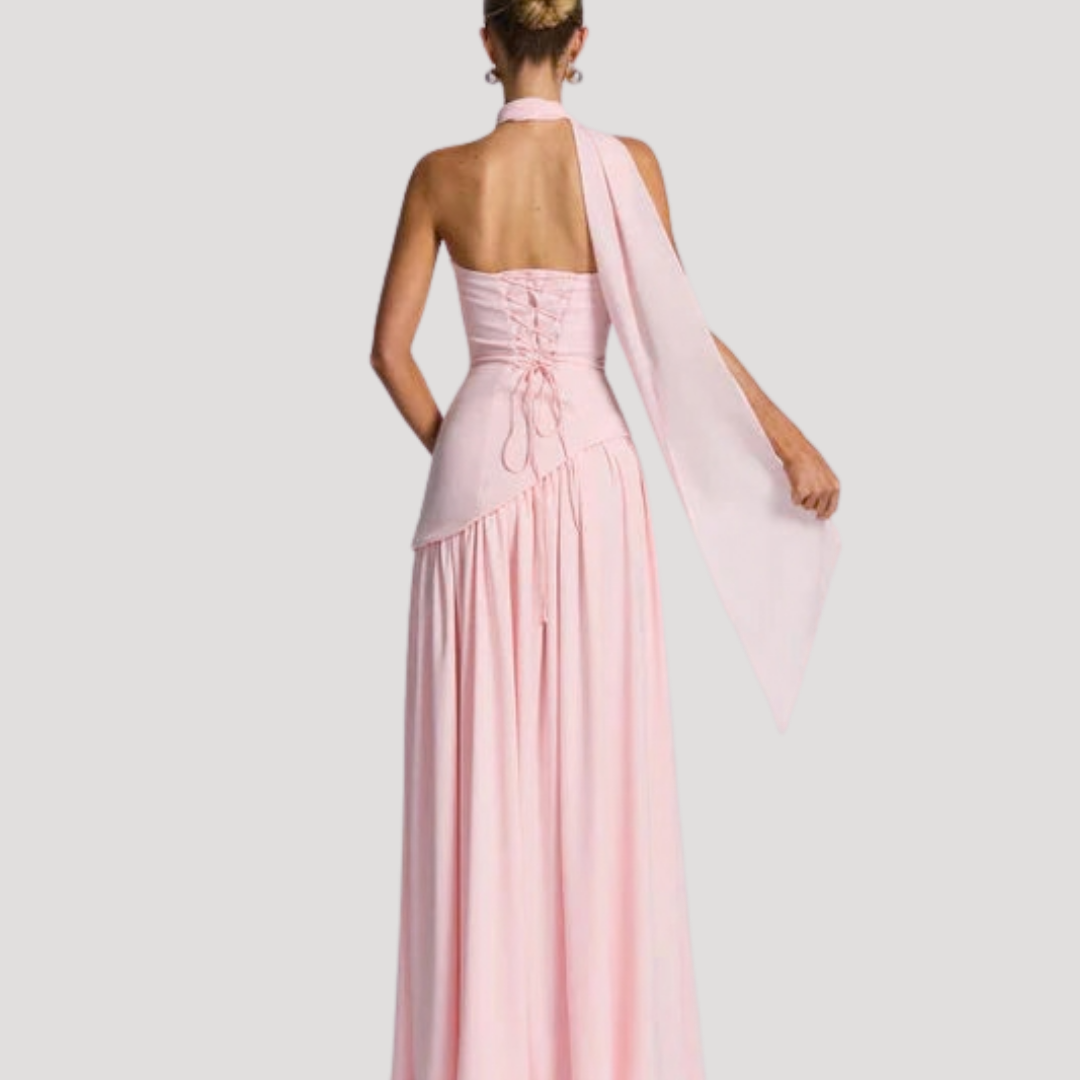 Abito lungo da donna con bustier e spacco elegante