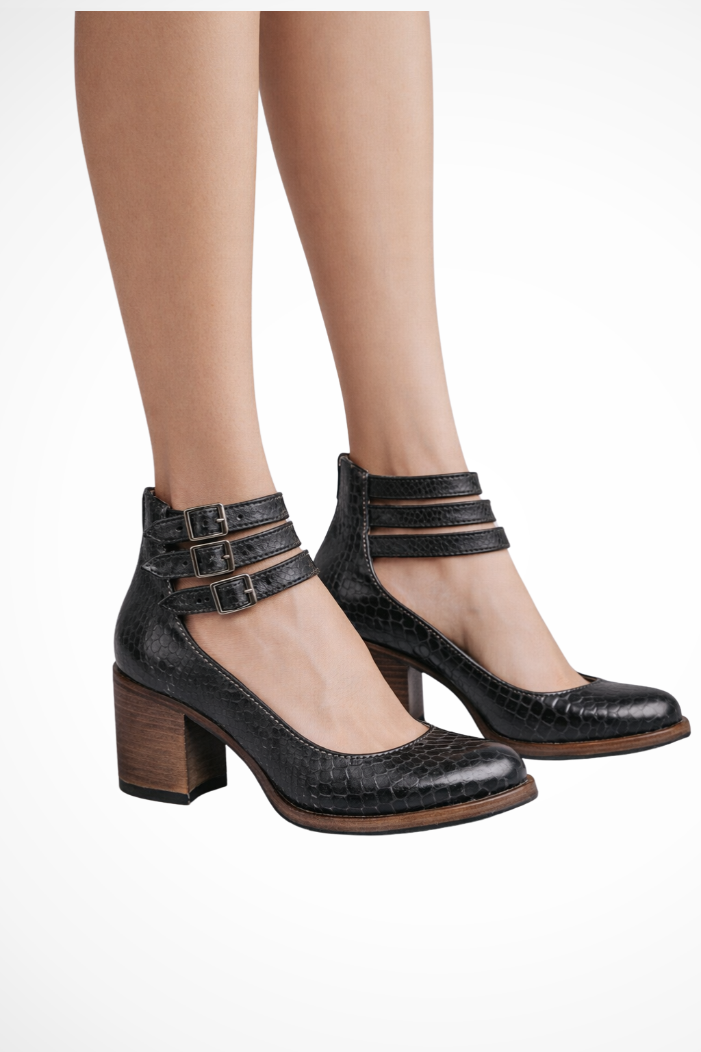 Chaussures Femme Style Mary Jane à Talons Épais et Doubles Brides Vintage
