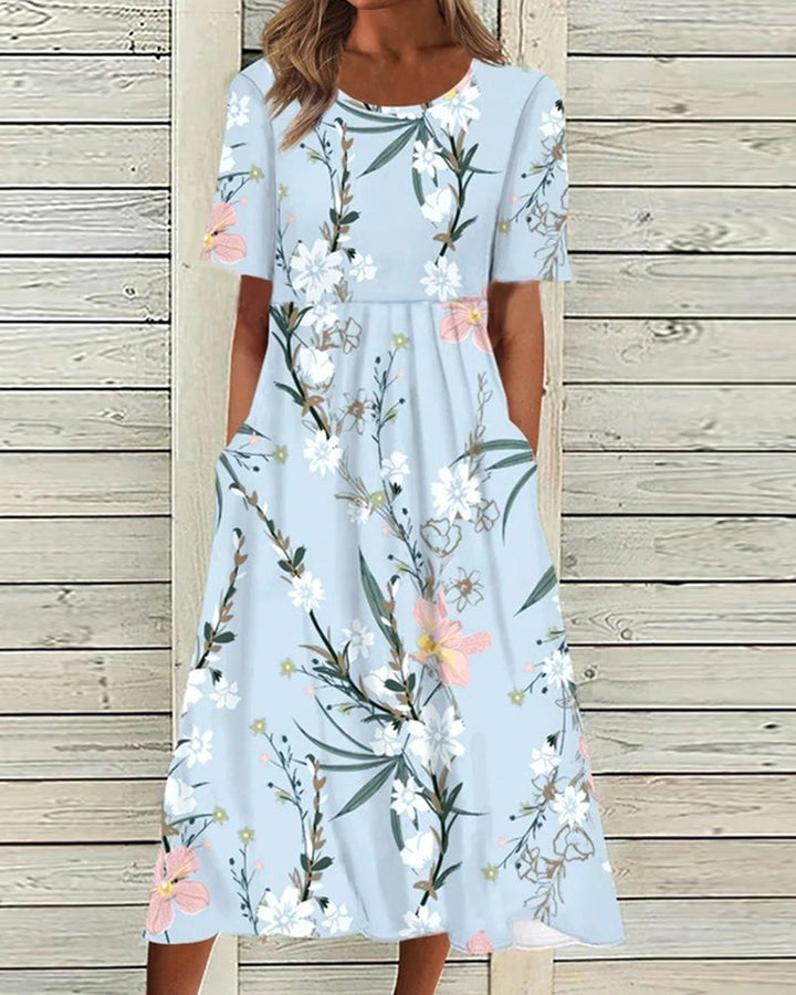 Elegantní midi květinové šaty pro ženy
