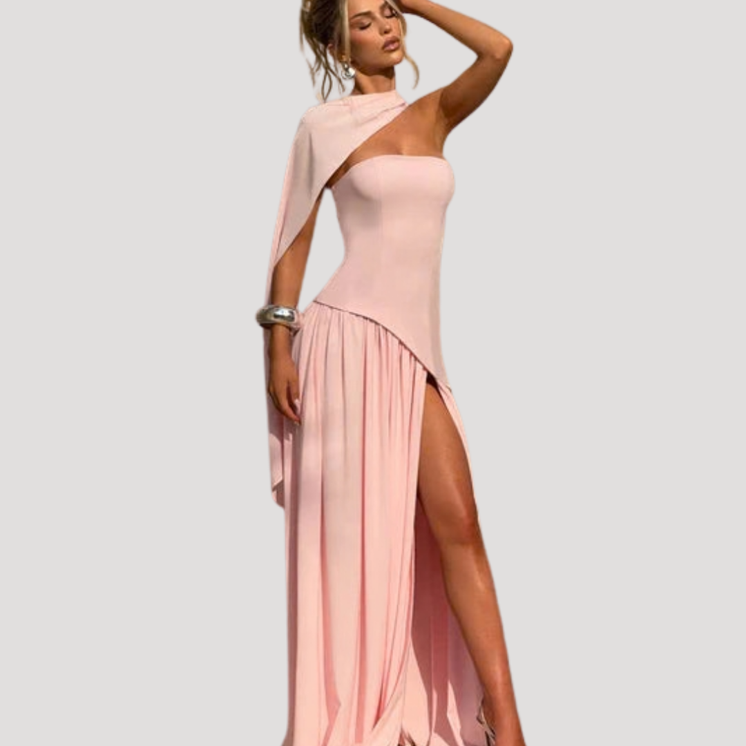 Abito lungo da donna con bustier e spacco elegante
