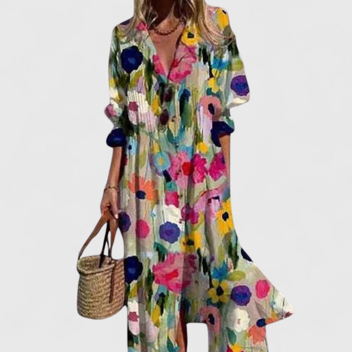 Robe Maxi Bohème Femme Manches Courtes