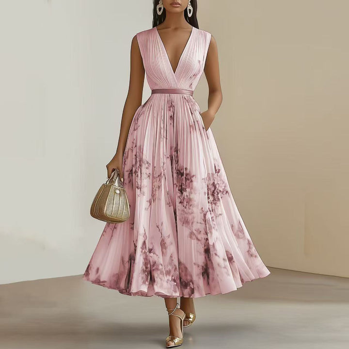 Robe Midi Fleurie à Col V pour Femme Romantique