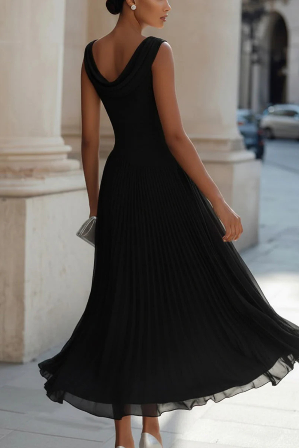 Robe Midi Fluide Sans Manches pour Femme