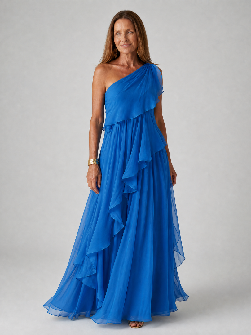 Robe Maxi Asymétrique Volants pour femme