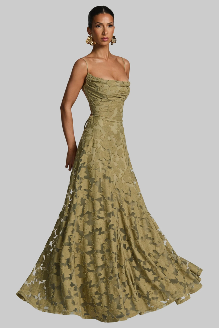 Robe Longue Femme Bustier en Dentelle  Romantique et Silhouette Raffinée