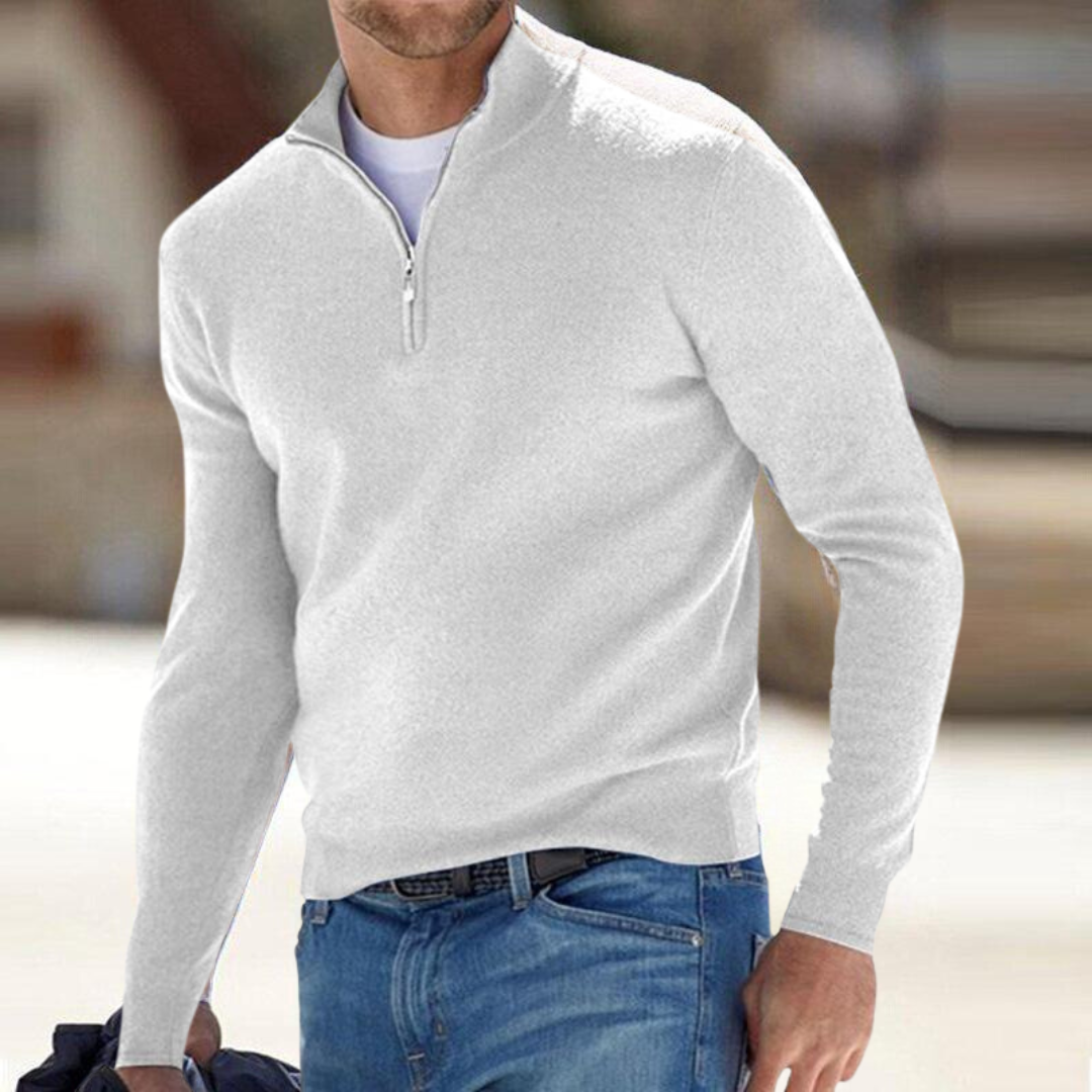 Pull Décontracté à Manches Longues et Col Montant Pour Homme