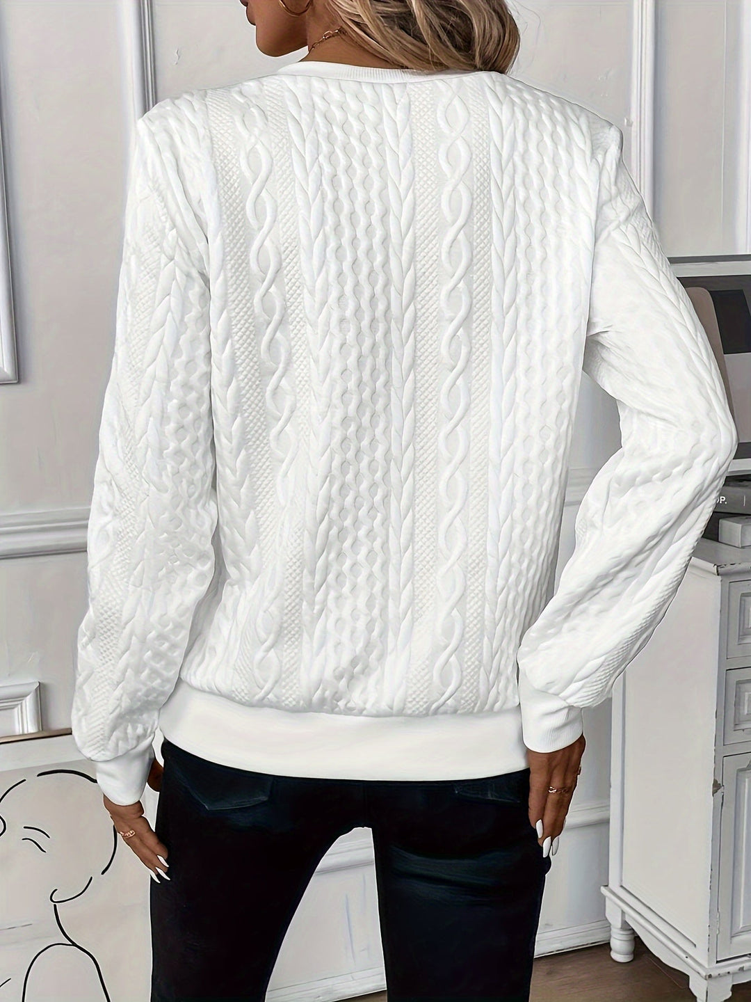Maglione da donna con trecce e mezza zip