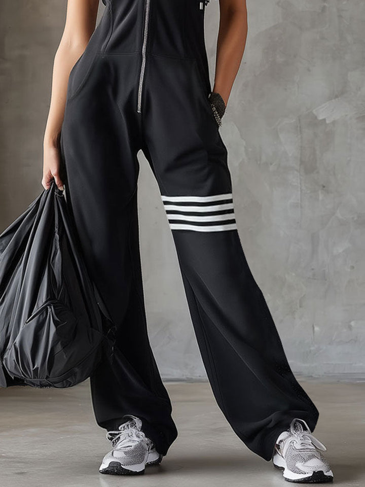 Combinaison femme rétro sporty capuche rayures