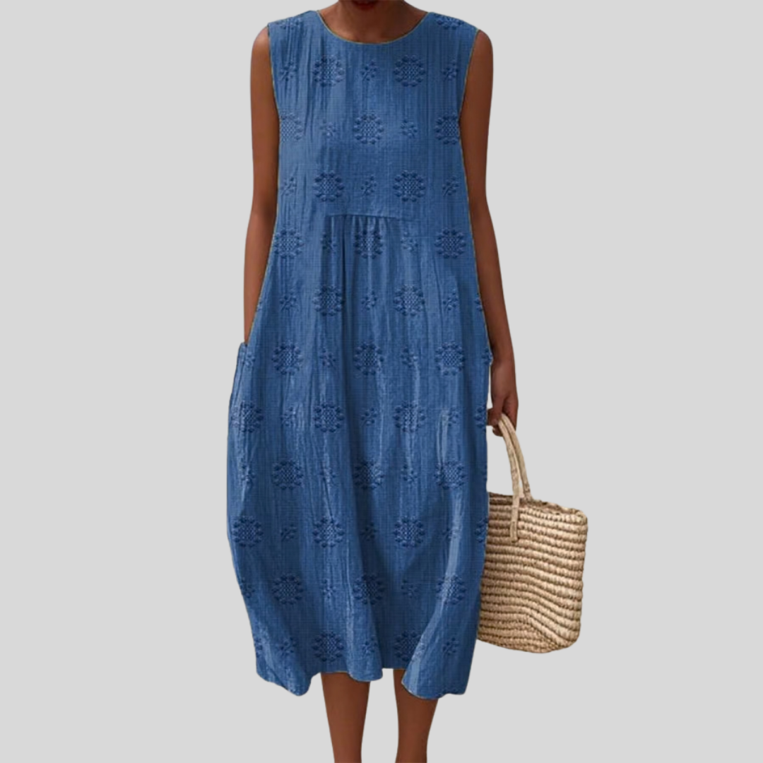 Robe Midi Femme Sans Manches Texturée