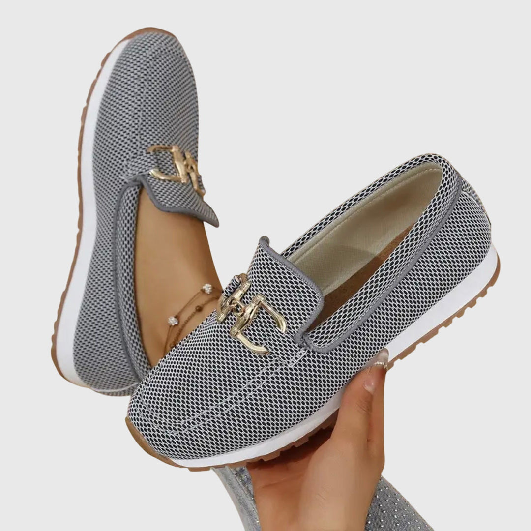 Mocassins Décontractés à Enfiler Pour Femme Avec Détail de Boucle Dorée