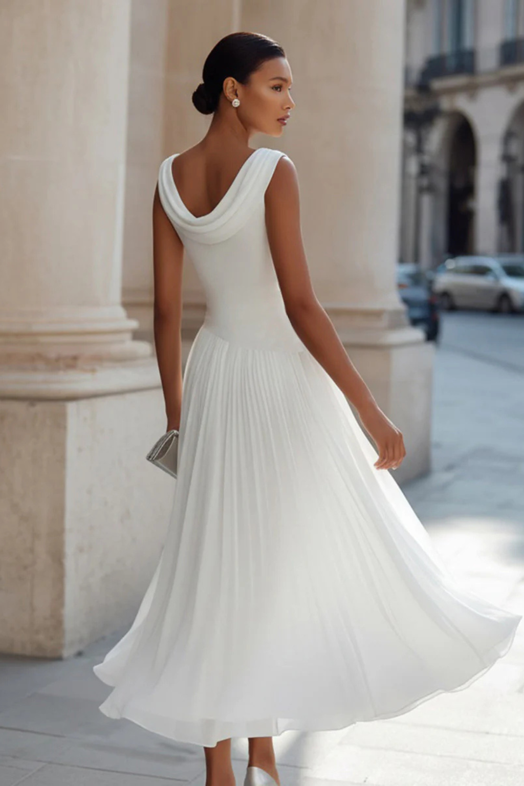 Robe Midi Fluide Sans Manches pour Femme