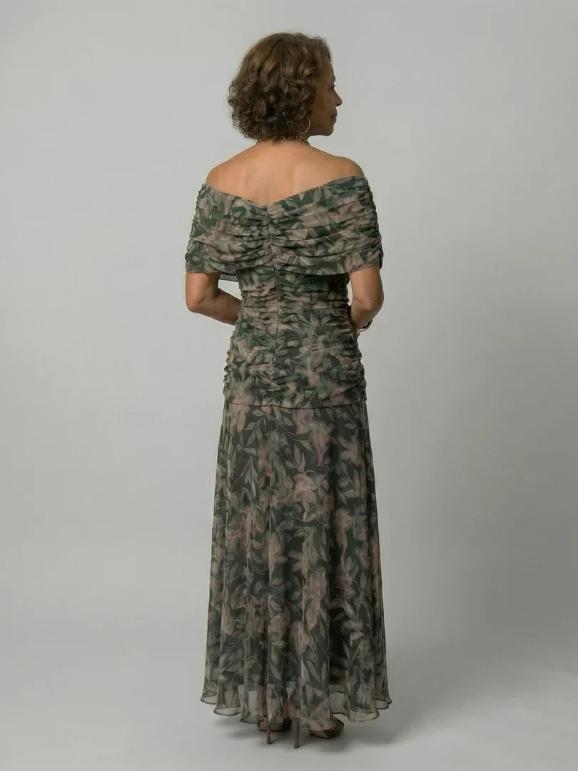 Robe Maxi Femme à Épaules Dénudées et Silhouette Fluide