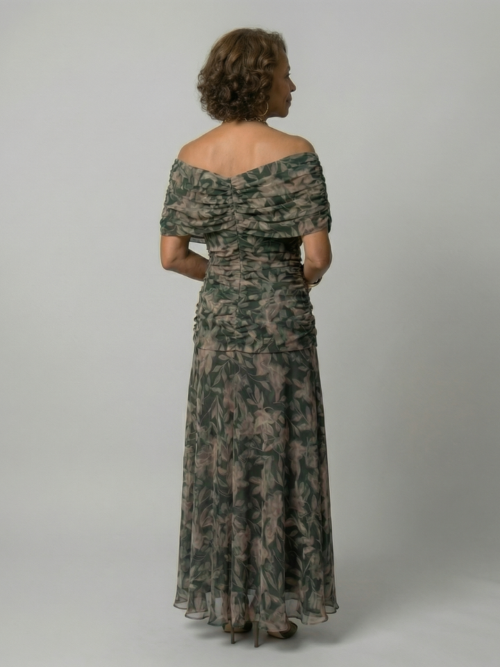 Vestido largo para mujer con escote drapeado