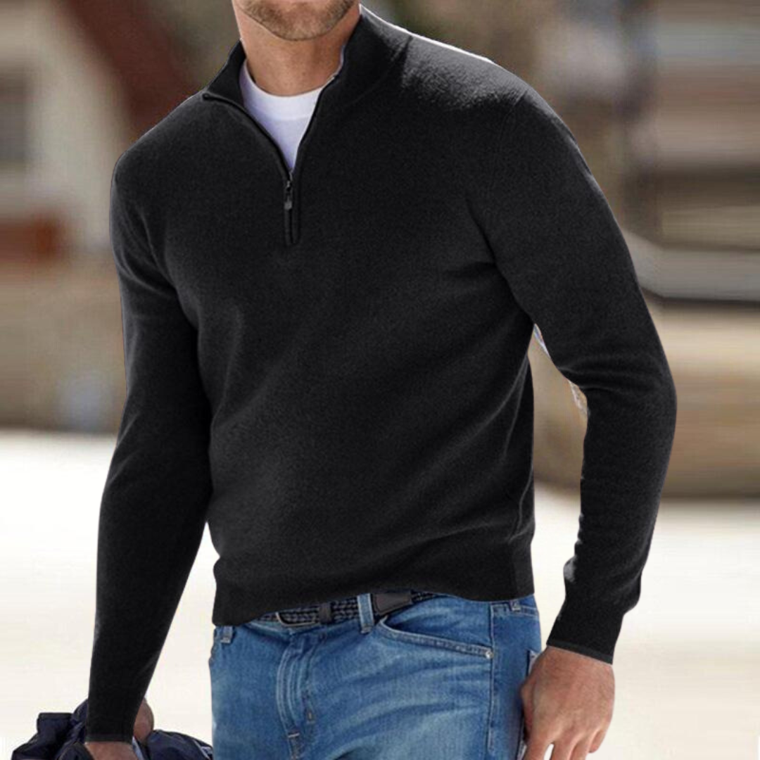 Pull Décontracté à Manches Longues et Col Montant Pour Homme