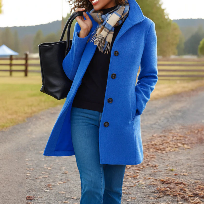 Manteau Long Femme Élégant avec Col Tailleur