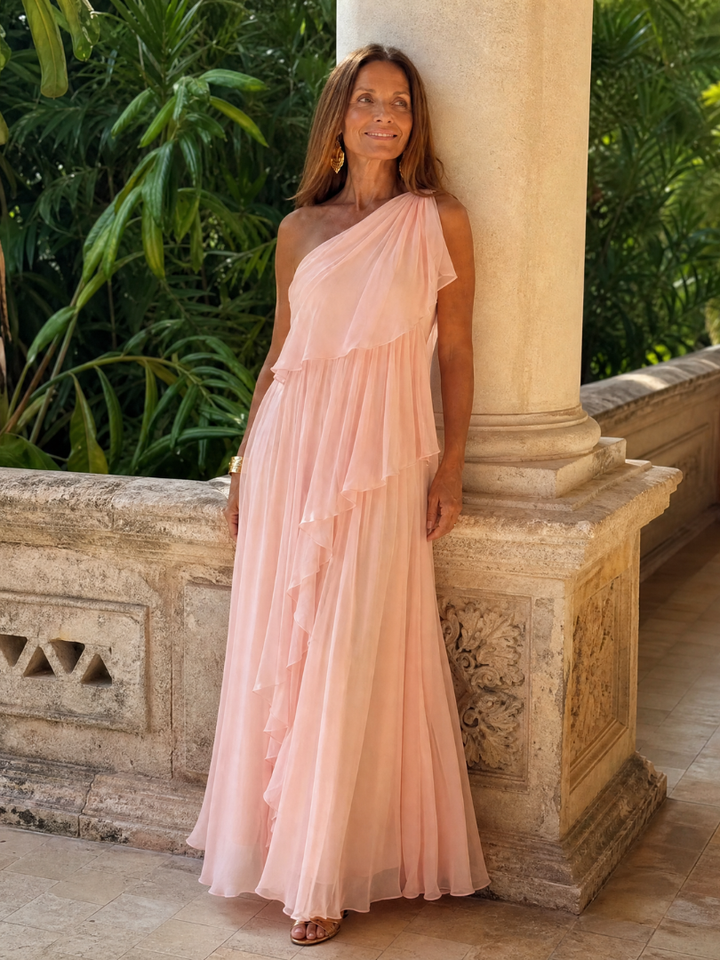 Robe Maxi Asymétrique Volants pour femme