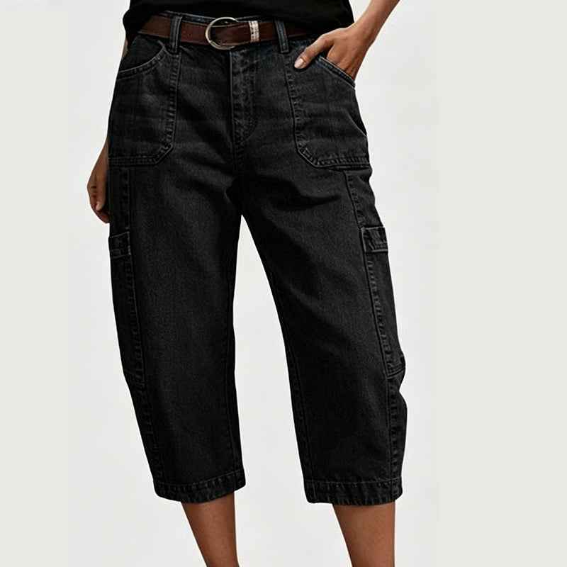Jean Court en Denim Coupe Décontractée Pour Femme