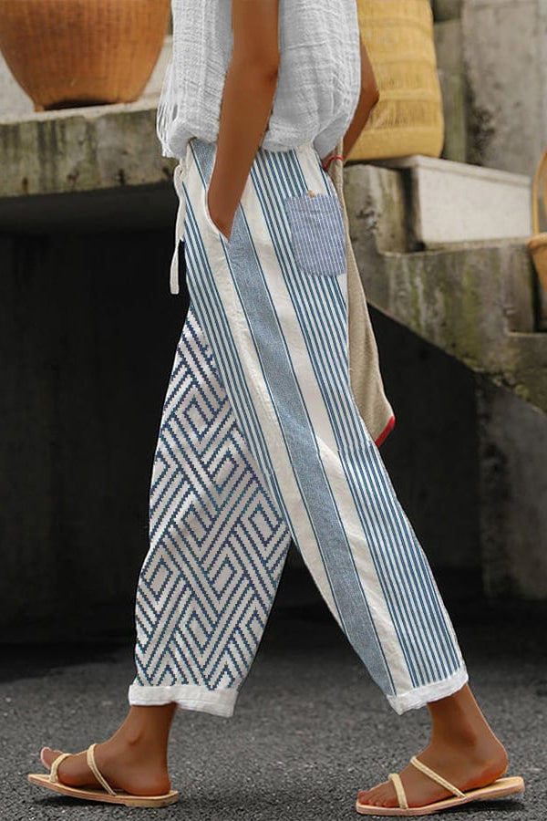 Pantalon Femme Fluide à Motifs Style Coloré