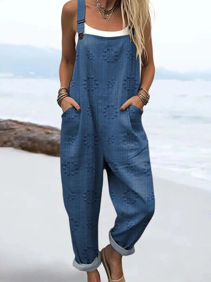 Combinaison large motif femme poches