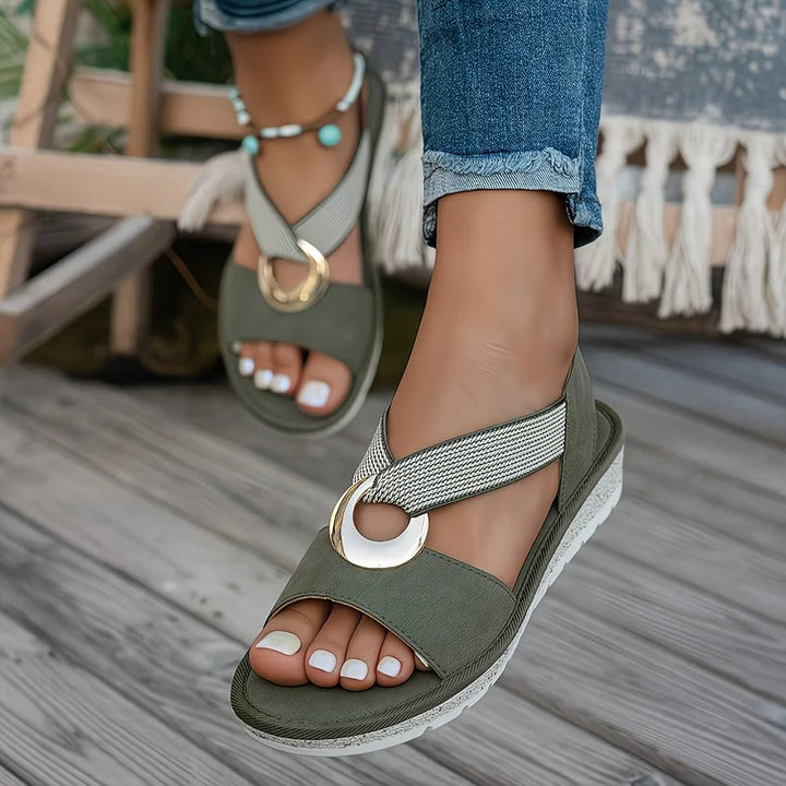 Women's Open-Toe Summer Sandals with Ankle Strap
