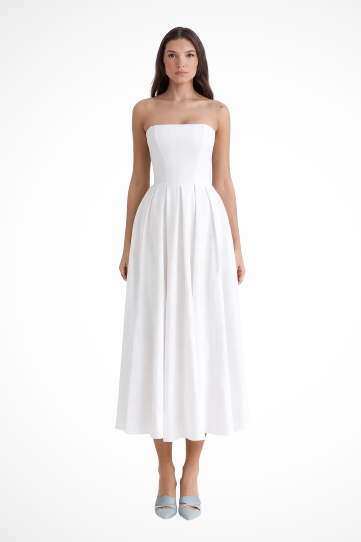 Robe Midi Bustier Fluide Élégante pour Femme